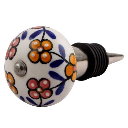 Mustard Red Tiny Ceramic Wine Stopper (Pack Of One Piece)